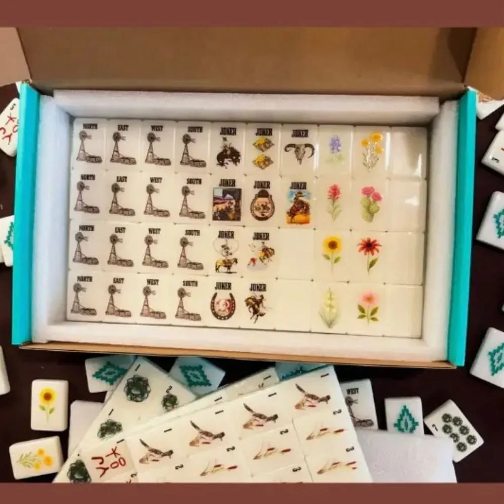 Wild & Western American Mahjong Tiles Only 160 Pc Replacement Set Cowboy Texas - Picture 2 of 13